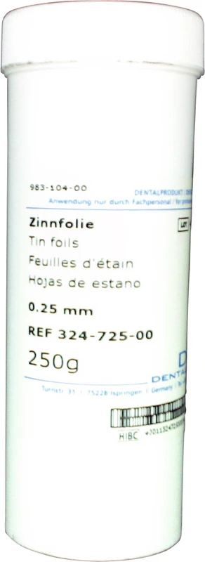 Zinnfolie  Rolle  250 g, Länge 136 cm, Stärke 0,25 mm