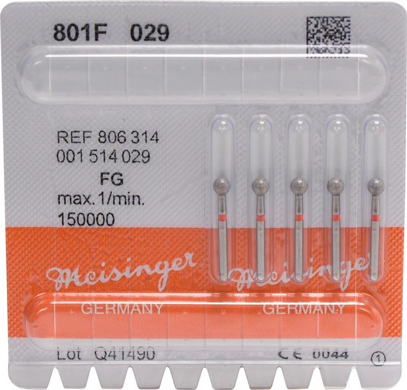 Diamanten 801  Packung  5 Stück rot fein, FG, Figur 001 Rund, ISO 029