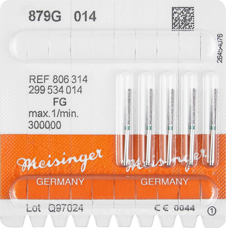 Diamanten 879  Packung  5 Stück grün grob, FG, Figur 299 Torpedo konisch, 10 mm, ISO 014