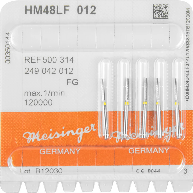HM-Finierer 48L  Packung  5 Stück gelb extra fein FG, Figur 249 Flamme, 8 mm, ISO 012