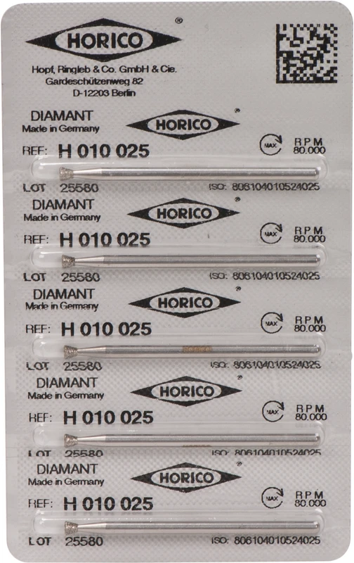 Diamantschleifer H 010  Packung  5 Stück HP, Figur 010, 2 mm, ISO 025