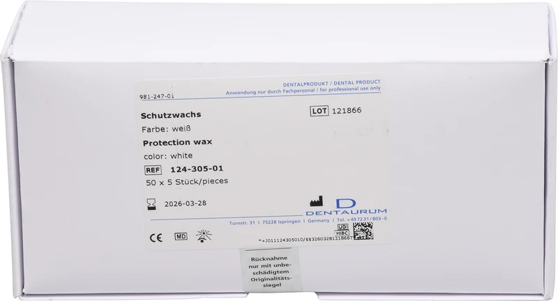 Schutzwachs  Packung  50 x 5 Stück weiß