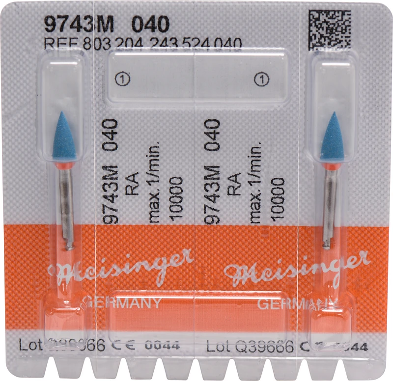 Diamantpolierer 9743  Packung  2 Stück blau mittel, RA, Figur 243, 10 mm, ISO 040