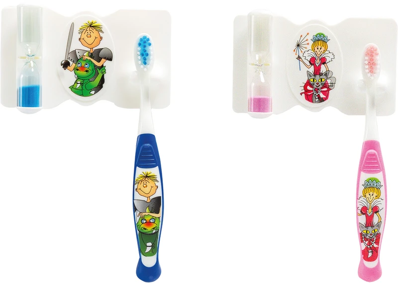 Omni Kinder-Zahnputzset  Set  Ritter (1 Zahnbürste, 1 Wandhalterung inklusive Sanduhr)