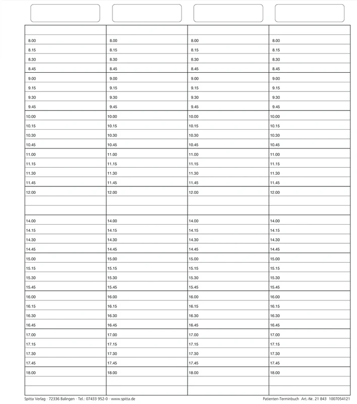 Einlageblätter 4-spaltig mit Pause  Packung  50 Stück
