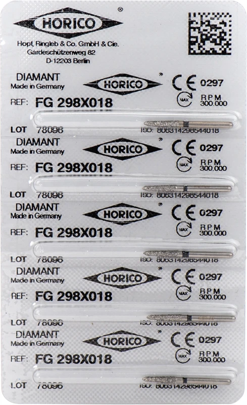 Diamantschleifer 298  Packung  5 Stück schwarz x-grob, FG, Figur 298, 8 mm, ISO 018