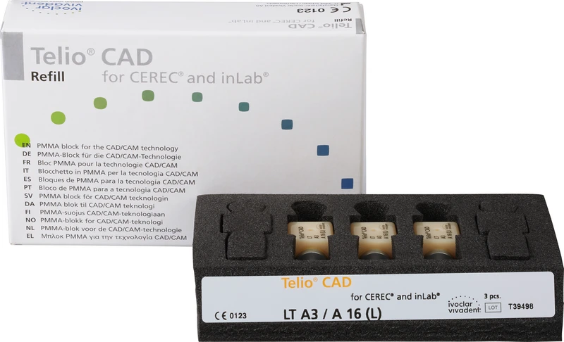 Telio® CAD A16 for CEREC\inLab  Packung  3 Stück Gr. A16 L, A3 LT
