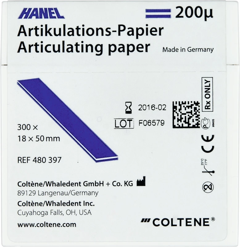 HANEL Artikulations-Papier 200 µm  Packung  300 Stück blau, 18 x 50 mm