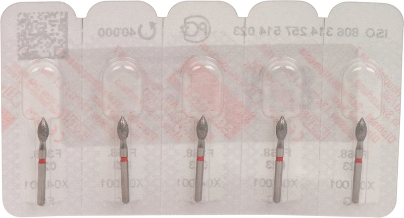 Omni Diamanten 368  Packung  5 Stück rot fein, FG, Figur 257 Knospe, 5 mm, ISO 023