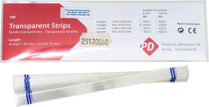 Transparente Streifen  Packung  100 Stück Länge 140 mm, Breite 8 mm, dünn, gerade