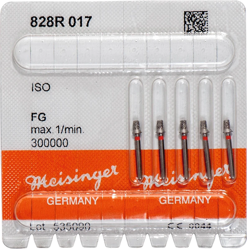 Occlusal Reduction 828  Packung  5 Stück rot, FG, Figur 828, 2,4 mm, ISO 017