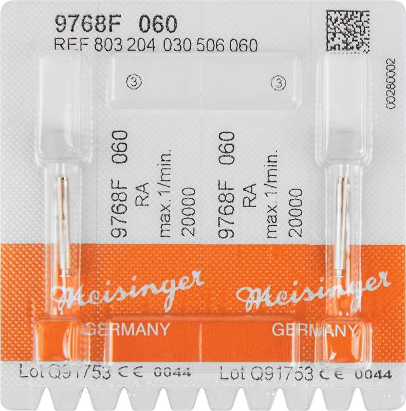 Diamantpolierer 9768  Packung  2 Stück grau fein, RA, Figur 030, 7,5 mm, ISO 060