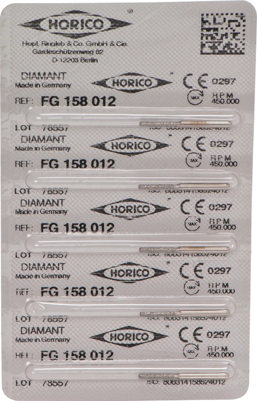 Diamantschleifer 158  Packung  5 Stück FG, Figur 158, 8 mm, ISO 012