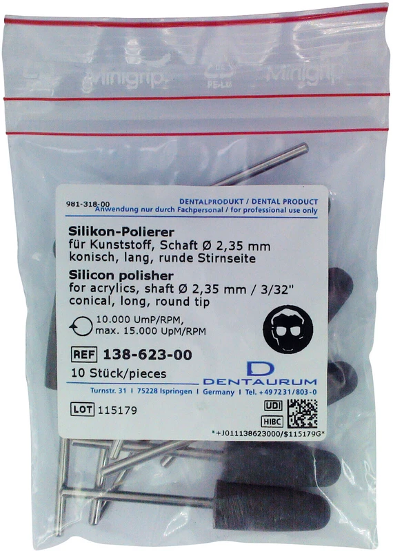 Silikon-Polierer  Packung  10 Stück Torpedo, montiert