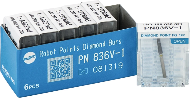 Robot Points FG  Packung  6 Stück gelb extrafein, FG, Figur Konus Stirn rund, 9 mm, ISO 021