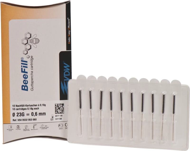 BeeFill Guttapercha Kartuschen  Packung  10 x 0,18 g Kartuschen, Ø 0,6 mm