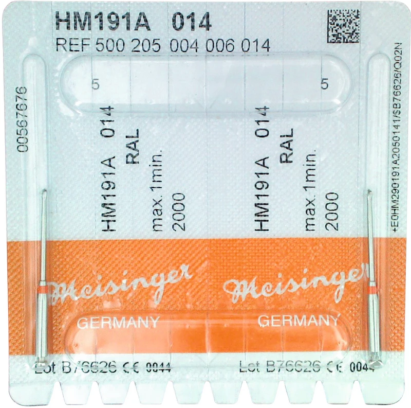 Endo Access Bur 191A  Packung  2 Stück rot, RAL, Figur 004, Kopf: 16 mm, Total: 31 mm, ISO 014