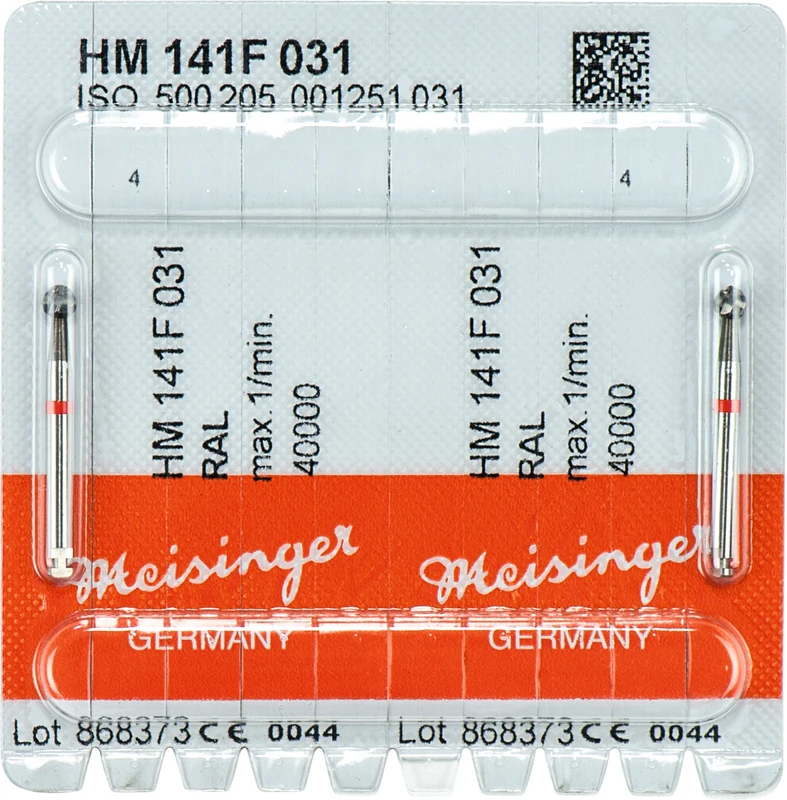 Chirurgie Fräser HM 141  Packung  2 Stück rot fein, RAL, Figur 001, ISO 031