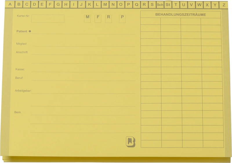 Karteimappe A5\SL   Packung  100 Stück gelb mit Heftzunge