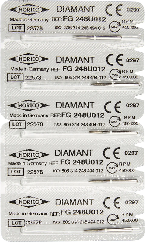 Diamantschleifer 248  Packung  5 Stück weiß ultrafein, FG, Figur 248, 6 mm, ISO 012