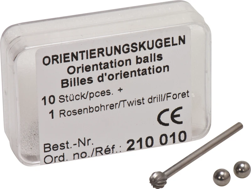 Orientierungskugeln  Packung  10 Orientierungskugeln, Ø 5 mm, 1 Rosenbohrer
