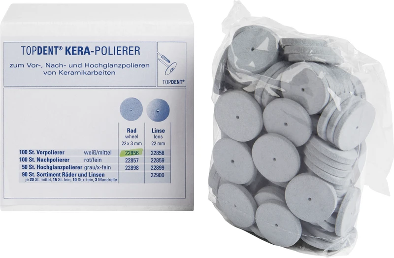 TOPDENT KERA-Polierer  Packung  100 Stück weiß grob, Rad 22 x 3 mm