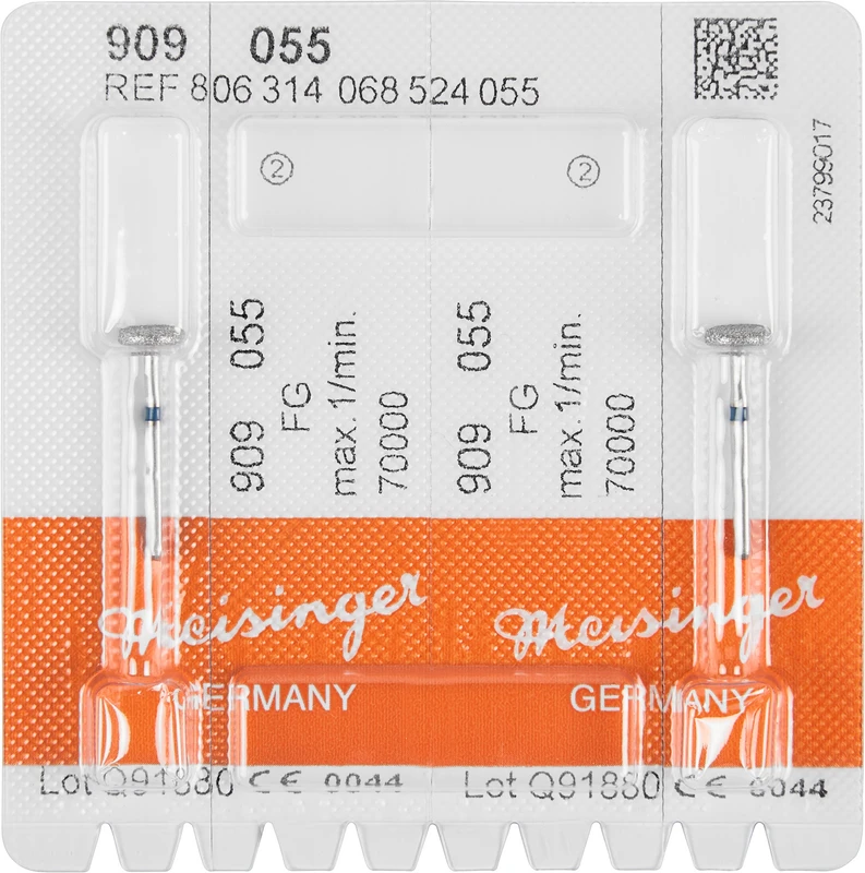 Diamanten 909  Packung  2 Stück blau mittel, FG, Figur 068 Rad, 2 mm, ISO 055