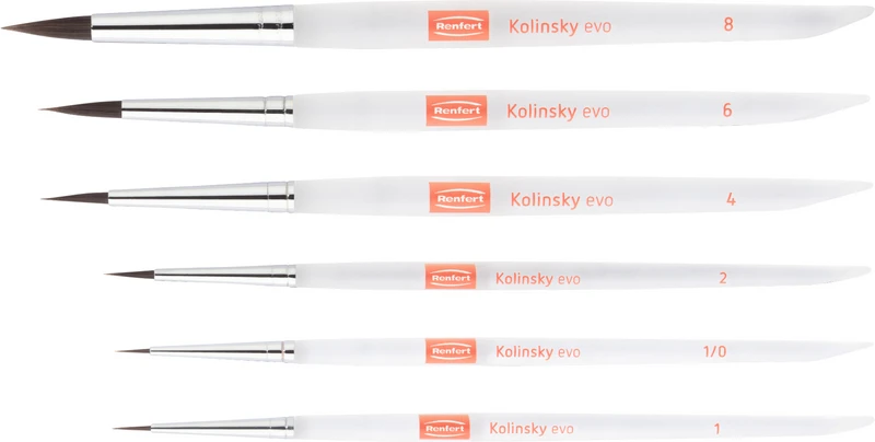 Kolinsky evo Bionic Hair Pinsel  Set  6 Pinsel (Größe 1, 2, 4, 6, 8, 1\0)