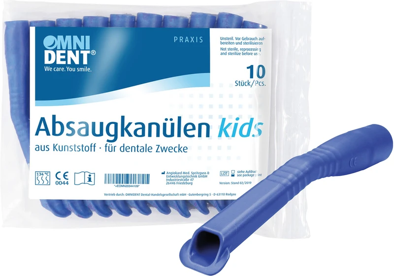 Omni Absaugkanülen Kids  Packung  10 Stück blau