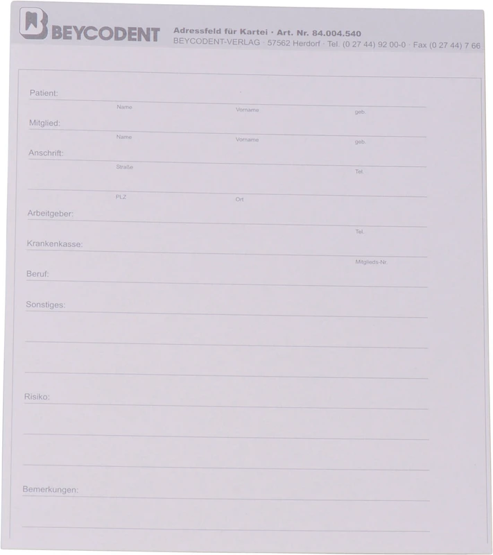 Adressfeld 4540  Packung  200 Stück weiß 120 x 132 mm