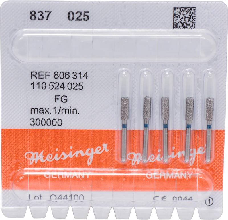 Diamanten 837  Packung  5 Stück blau mittel, FG, Figur 110 Zylinder, 7 mm, ISO 025