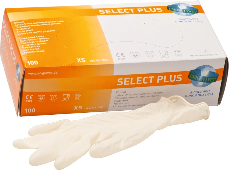 SELECT® PLUS  Packung  100 Stück puderfrei, naturlatex, XS