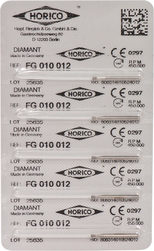 Diamantschleifer 010  Packung  5 Stück FG, Figur 010, 1,6 mm, ISO 012