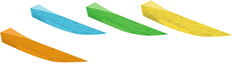 Interdentalkeile Ahornholz   Kit  100 Stück (30 x  orange, 30 x blau S, 20 x grün M, 20 x gelb L)