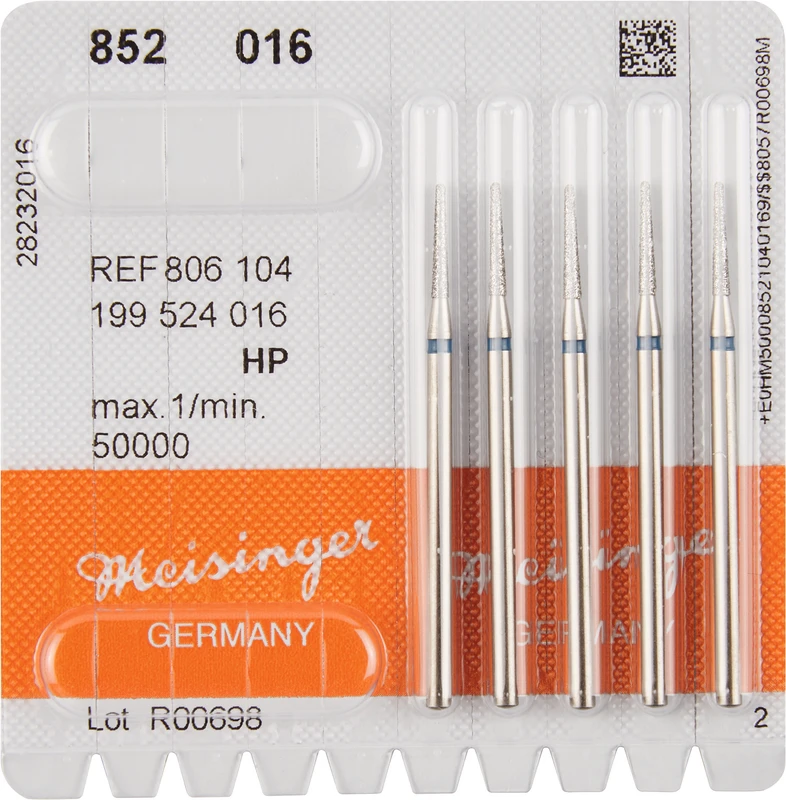 Diamanten 852  Packung  5 Stück blau mittel, HP, Figur 199 konisch rund, 10 mm, ISO 016