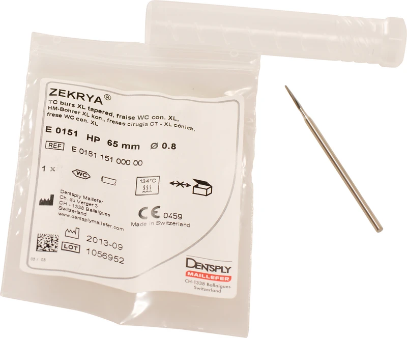 Zekrya Knochenfräser  Stück  HP, extra lang, konisch, 65 mm, Ø 0,8 mm