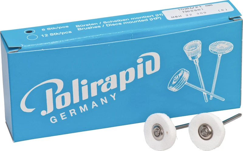 Miniaturbürsten Scheibe  Packung  6 Stück HP, Nessel, Ø 21 mm