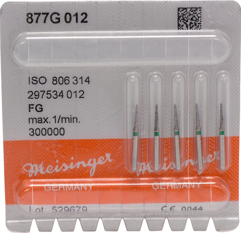 Diamanten 877  Packung  5 Stück grün grob, FG, Figur 297 Torpedo konisch, 6,5 mm, ISO 012