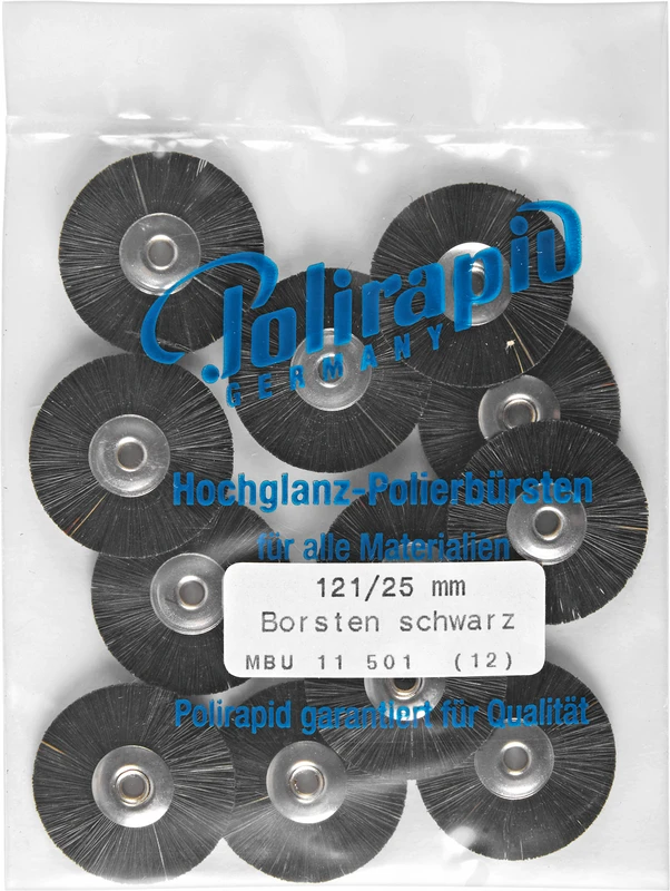 Miniaturbürsten  Packung  12 Stück unmontiert, Chungking Borste schwarz, Ø 25 mm