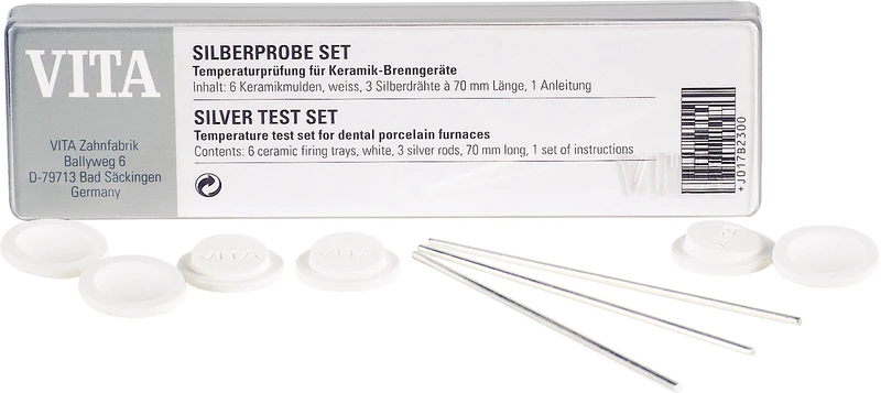 VITA Silberprobe  Set  6 Keramikmulden weiß, 3 Silberdrähte 70 mm, 1 Anleitung