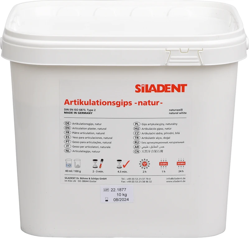 Artikulationsgips Natur  Eimer  10 kg naturweiß