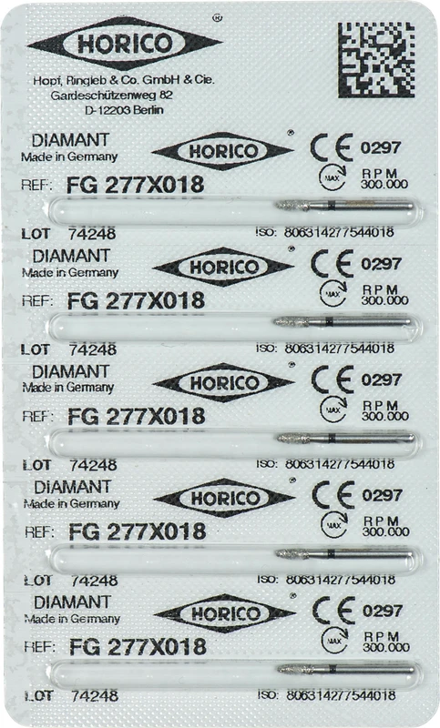 Diamantschleifer 277  Packung  5 Stück schwarz x-grob, FG, Figur 277, 4,5 mm, ISO 018