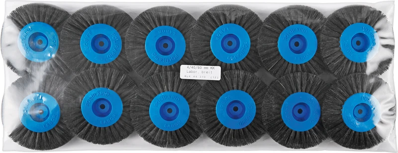 Labor Rundbürsten  Packung  12 Stück mit KK, 4-reihig, Chungking schwarz, breit, Kern: Ø 40 mm, Außen: Ø 80 mm