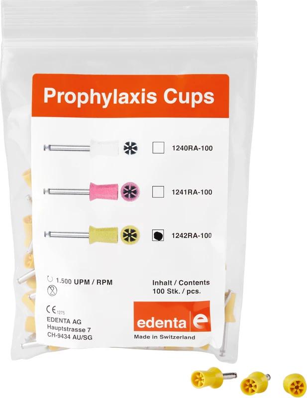 Prophy Polierer  Packung  100 Stück gelb hard, RA, Figur 034, 9 mm, ISO 060