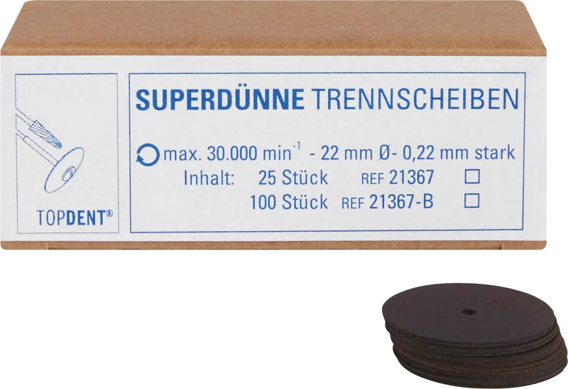 TOPDENT superdünne Trennscheiben  Packung  25 Stück Ø 22 mm x 0,22 mm