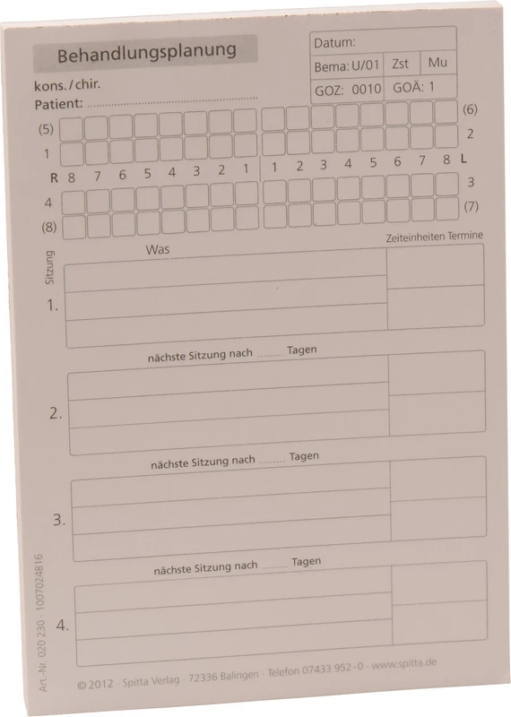 Behandlungsplanung kons.\chir.   Stück  100 Blatt