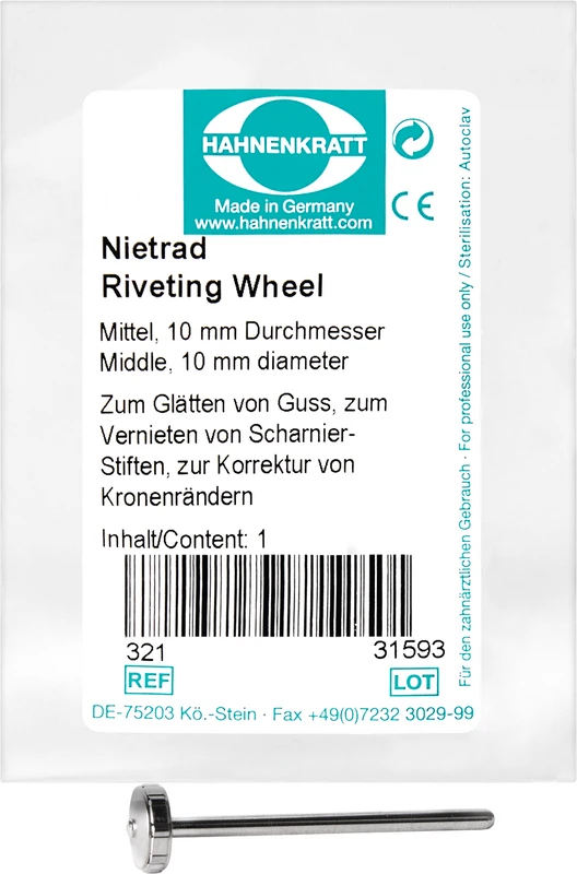 Nietrad  Stück  mittel, Ø 10 mm