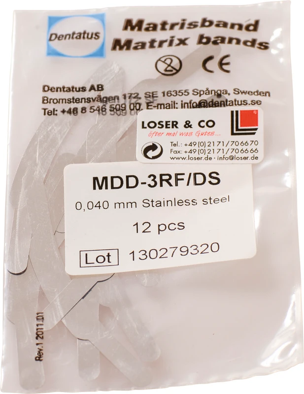 Matrizenbänder  Packung  12 Stück Typ 3 Stärke 0,04 mm