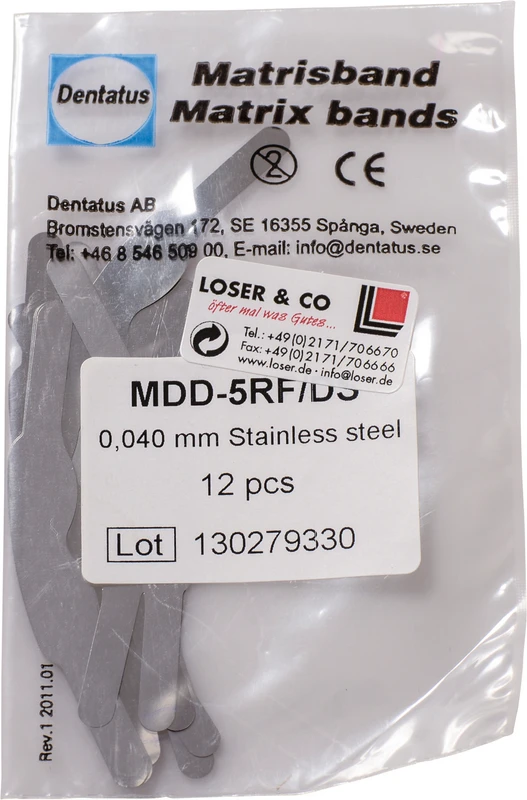 Matrizenbänder  Packung  12 Stück Typ 5 Stärke 0,04 mm