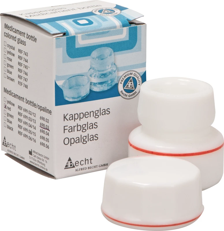 Kappengläser aus Simplex-Opalglas  Stück  mit rotem Ring